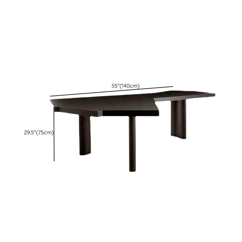 Free Form Black Writing Table Modern Style Solid Wood Office Desk