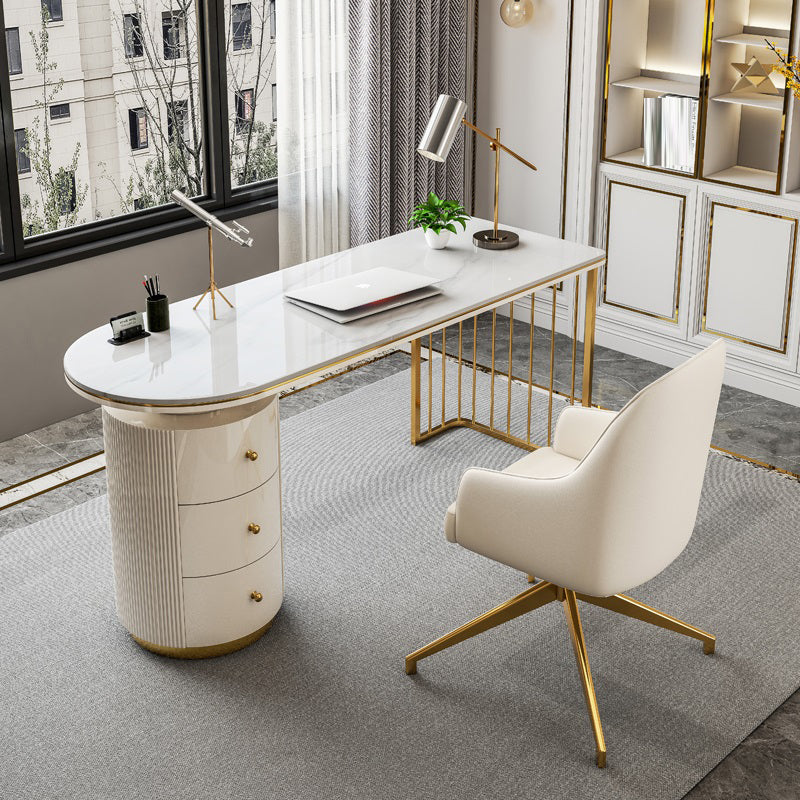 Modern Free Form Writing Table Sintered Stone Office Desk with Drawers