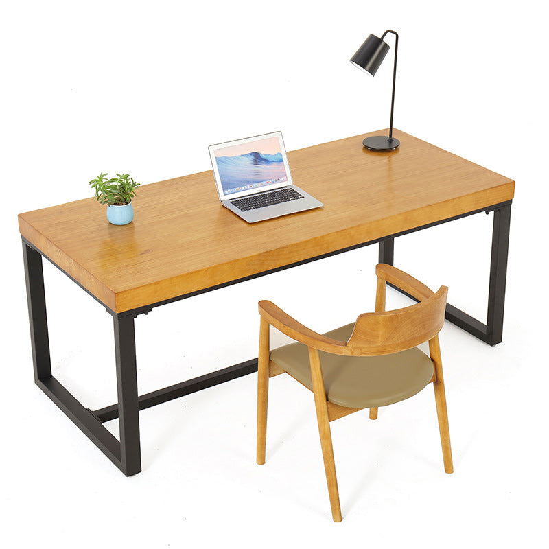 Industrial Brown Office Desk Solid Wood Writing Desk with Metal Legs