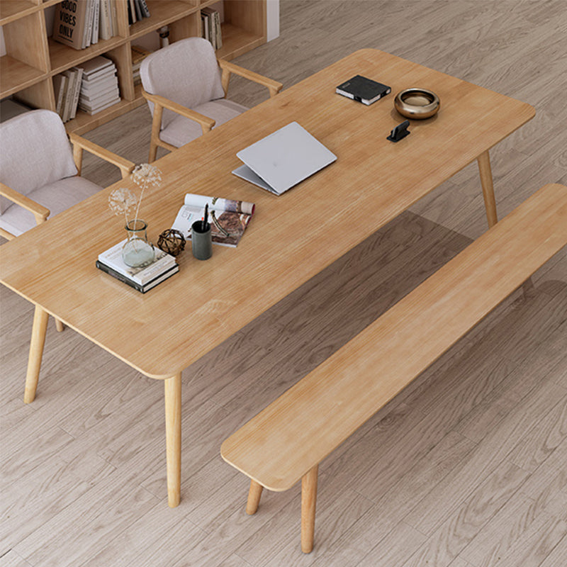 Modern Style Office Meeting Table Solid Wood 4 Legs Writing Desk