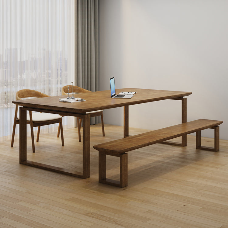 Rectangle Office Writing Table Modern Solid Wood Meeting Desk with Sled Base