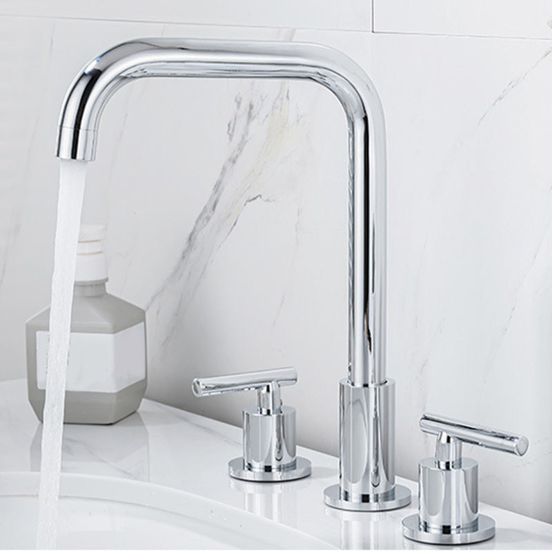 Modern 2-Handle Bathroom Sink Faucet 3 Hole Widespread Bathroom Faucet