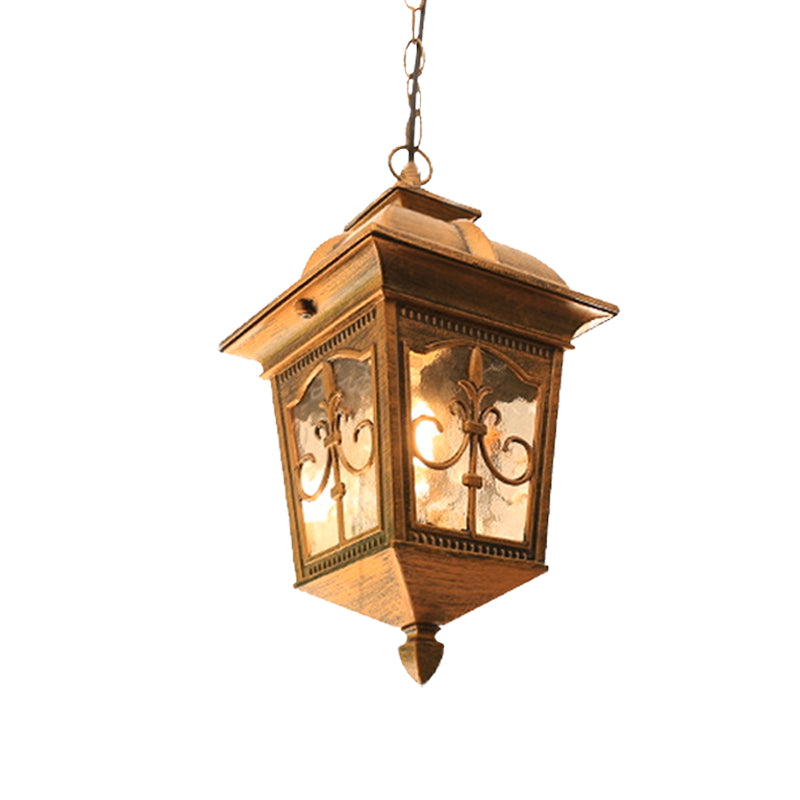 Metalen lantaarn hangend licht lodges 1 lamp balkon hanger lamp in zwart/goud met waterglasschaduw