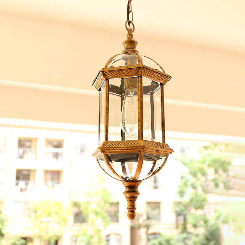 Zwart/goud 1 lichte hangende lamp land helder glazen vogelkooi gesuspendeerd verlichtingsarmatuur voor gang
