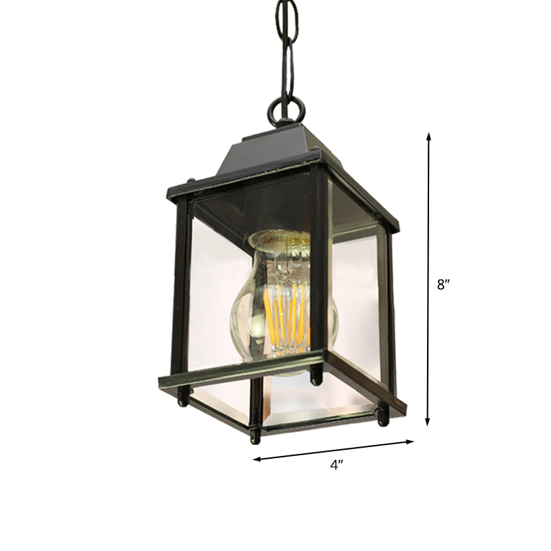 Open inférieur Balcon Pendre Light Lodges Glour transparent 1 ampoule Black Finish Sanging plafond