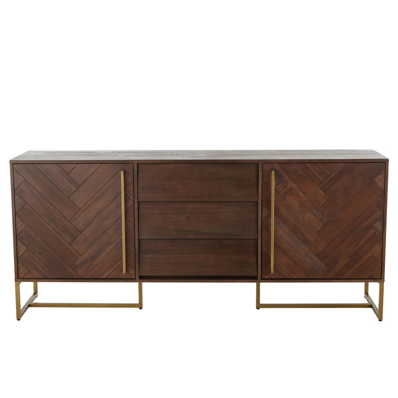 Glam 2 Doors Buffet Table 3-drawer Solid Wood Sideboard Buffet for Living Room