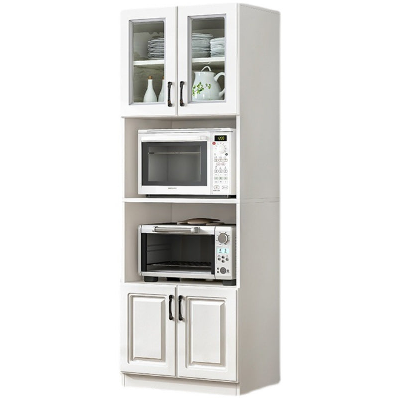 White Adjustable Shelves Server 69.9"H Engineered Wood Credenza with Glass Door