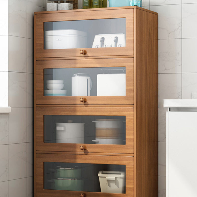 Modern Brown Server Engineering Wood Sideboard Table with Glass Door