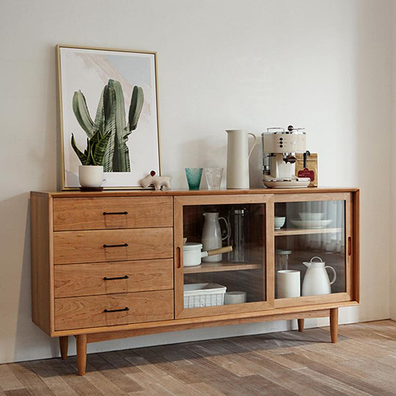 Wooden Storage Sideboard Modern Home Sideboard with Drawers and Sliding Door