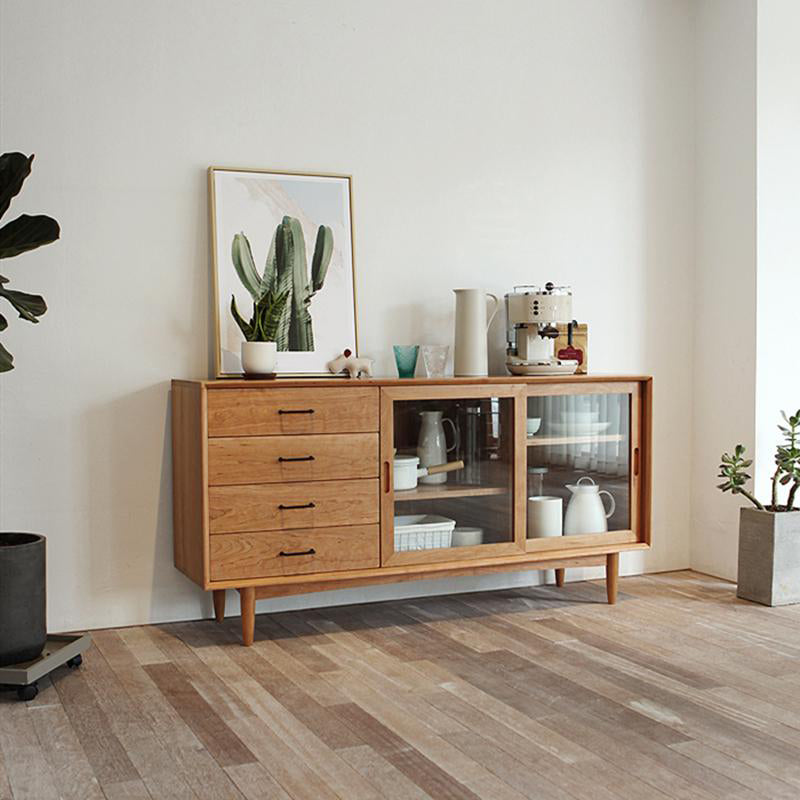 Wooden Storage Sideboard Modern Home Sideboard with Drawers and Sliding Door