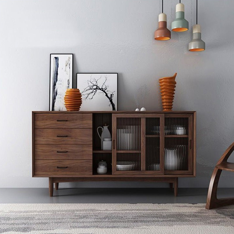 Modern Wooden Storage Sideboard Rectangle Side Board with Sliding Door