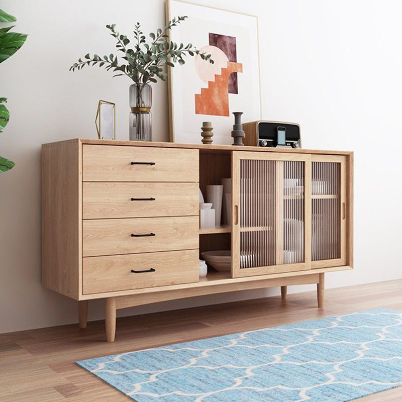 Modern Wooden Storage Sideboard Rectangle Side Board with Sliding Door