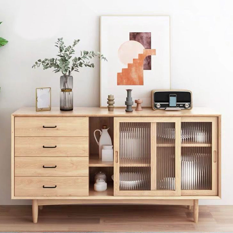 Modern Wooden Storage Sideboard Rectangle Side Board with Sliding Door