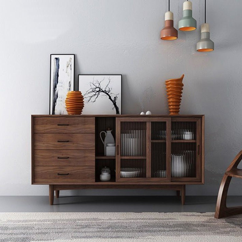 Modern Wooden Storage Sideboard Rectangle Side Board with Sliding Door