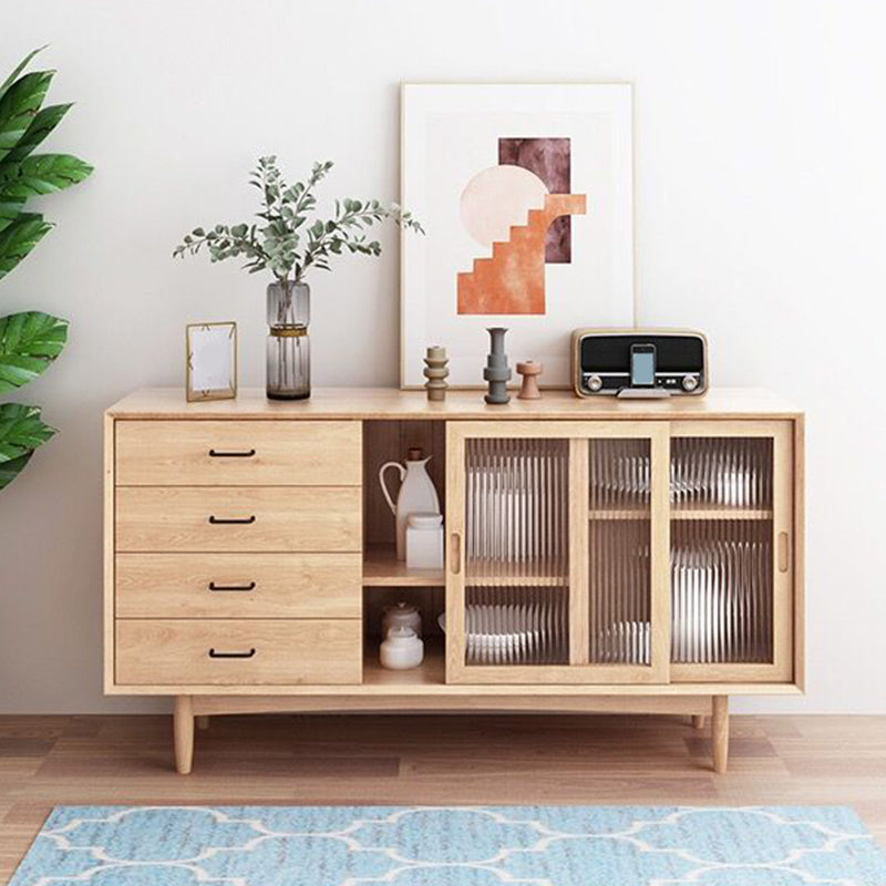 Modern Wooden Storage Sideboard Rectangle Side Board with Sliding Door