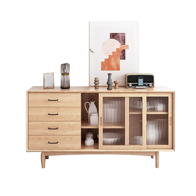 Modern Wooden Storage Sideboard Rectangle Side Board with Sliding Door