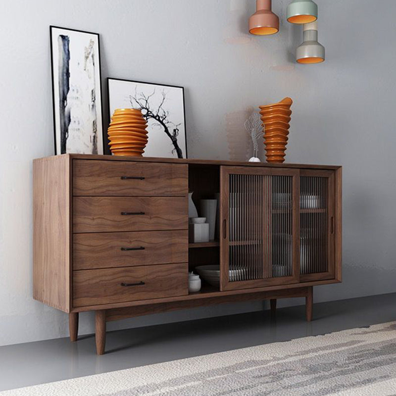 Modern Wooden Storage Sideboard Rectangle Side Board with Sliding Door