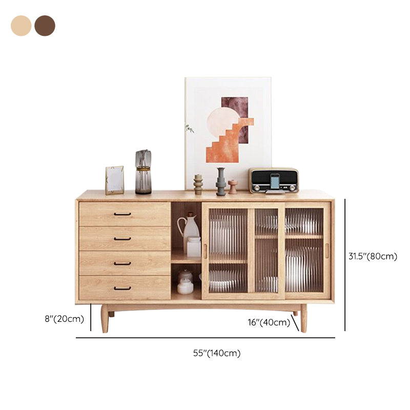 Modern Wooden Storage Sideboard Rectangle Side Board with Sliding Door