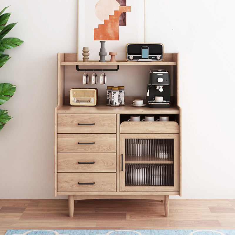 Wooden Sideboard Farmhouse Style Home Open Side Board with Drawers