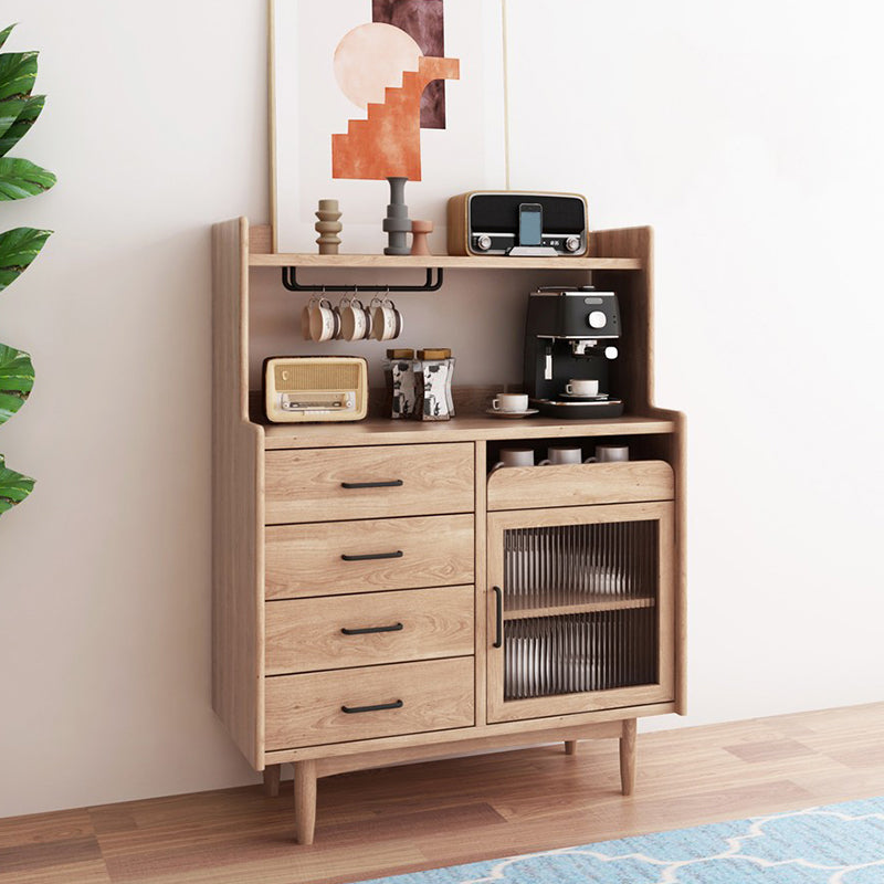 Wooden Sideboard Farmhouse Style Home Open Side Board with Drawers