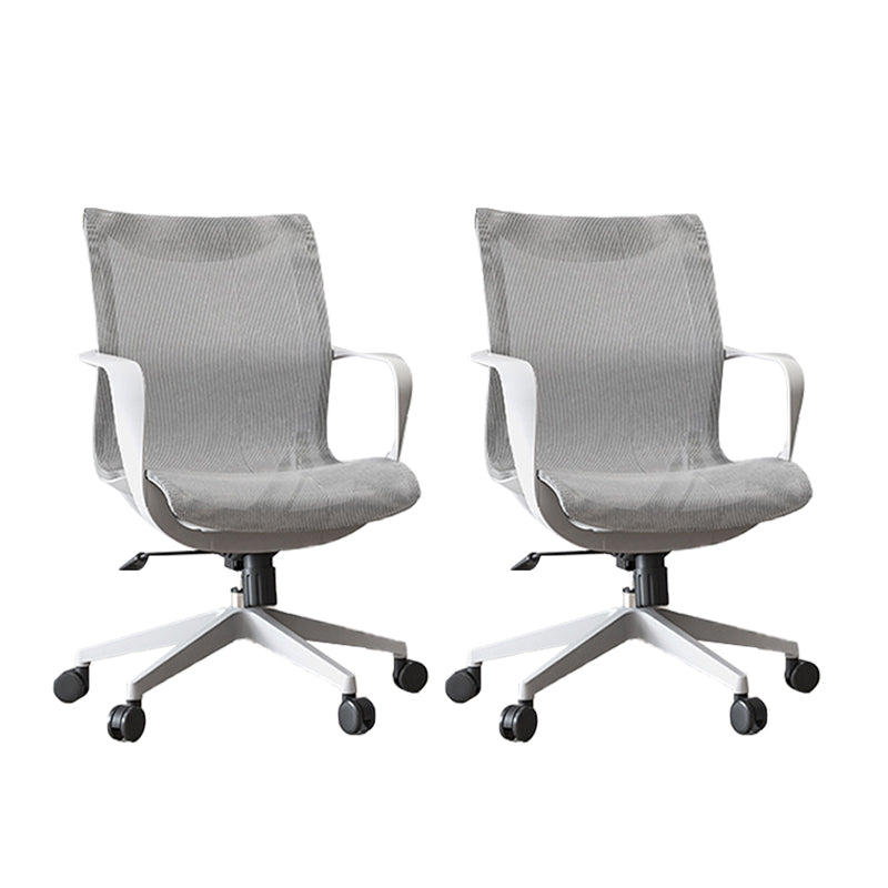 Modern Desk Chair Mesh Computer Chair in Gray Mid-Back Chair with Wheels