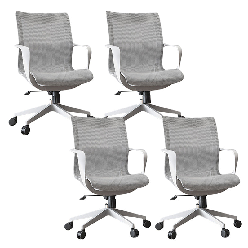 Modern Desk Chair Mesh Computer Chair in Gray Mid-Back Chair with Wheels