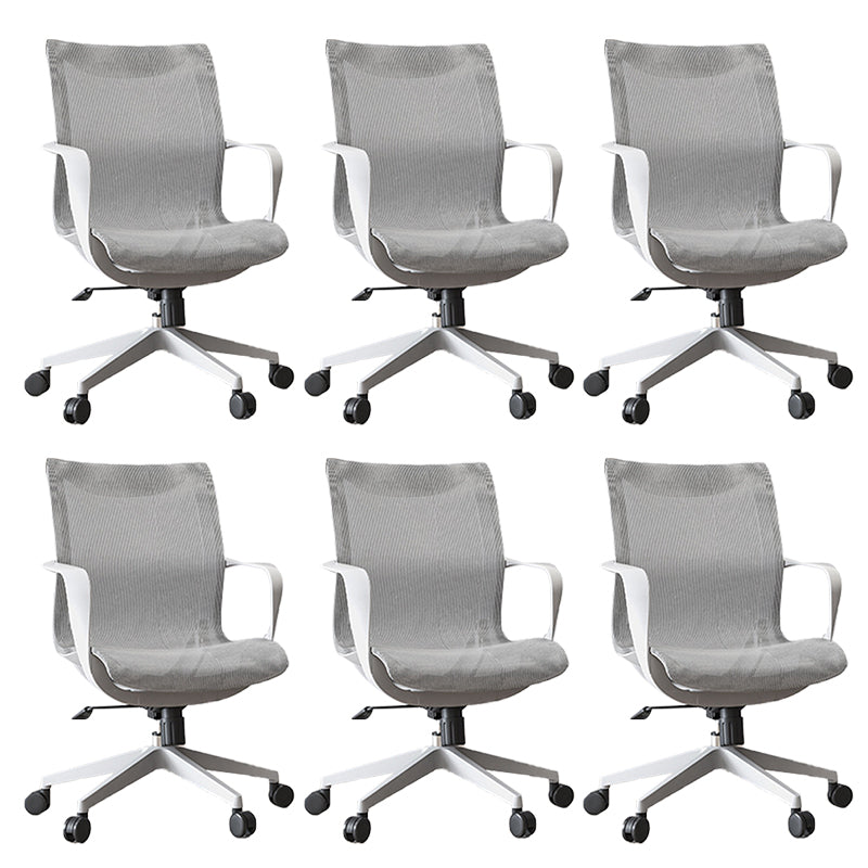 Modern Desk Chair Mesh Computer Chair in Gray Mid-Back Chair with Wheels