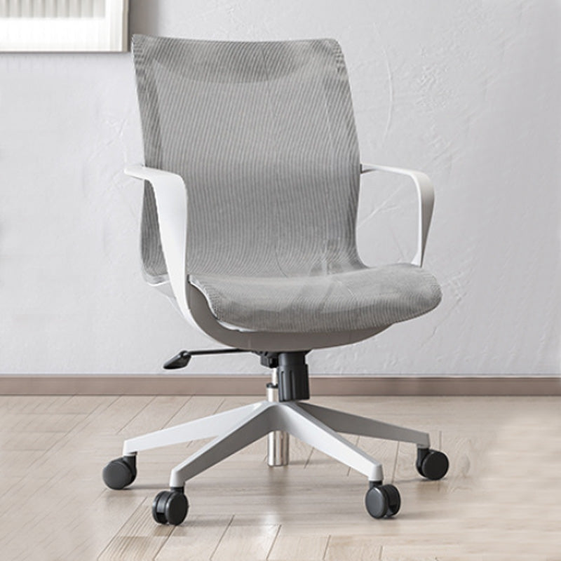 Modern Desk Chair Mesh Computer Chair in Gray Mid-Back Chair with Wheels