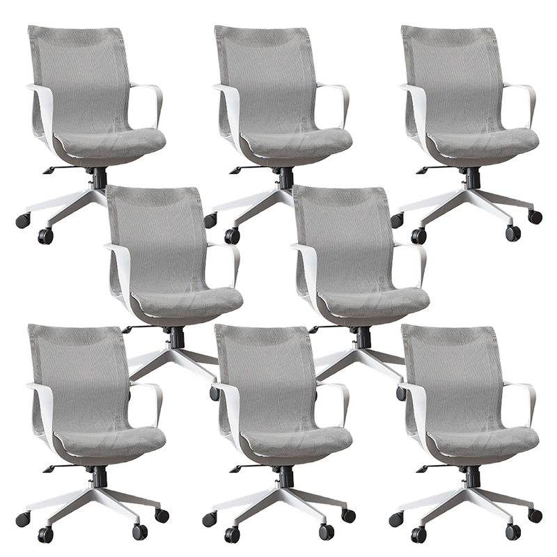 Modern Desk Chair Mesh Computer Chair in Gray Mid-Back Chair with Wheels