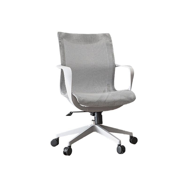 Modern Desk Chair Mesh Computer Chair in Gray Mid-Back Chair with Wheels