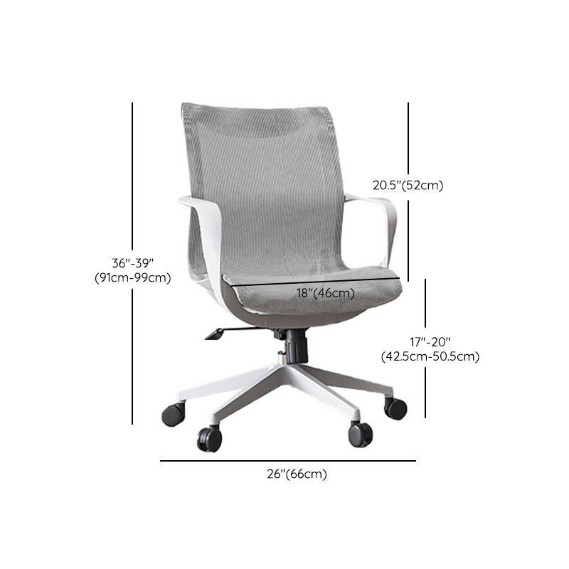 Modern Desk Chair Mesh Computer Chair in Gray Mid-Back Chair with Wheels