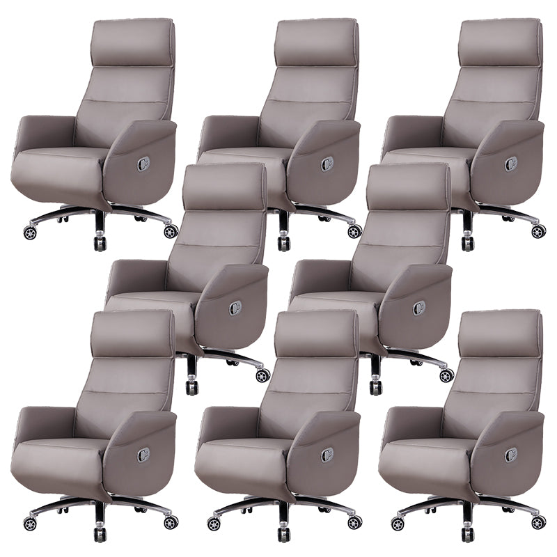 29" Wide Contemporary Managers Chair Gray Leather Executive Chair