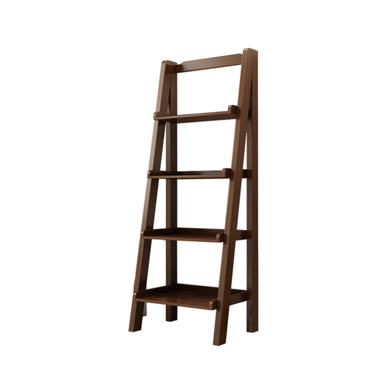 4 Shelves Modern Bookcase Ladder Wooden Open Back Bookshelf ,14.2" W X 55.1" H