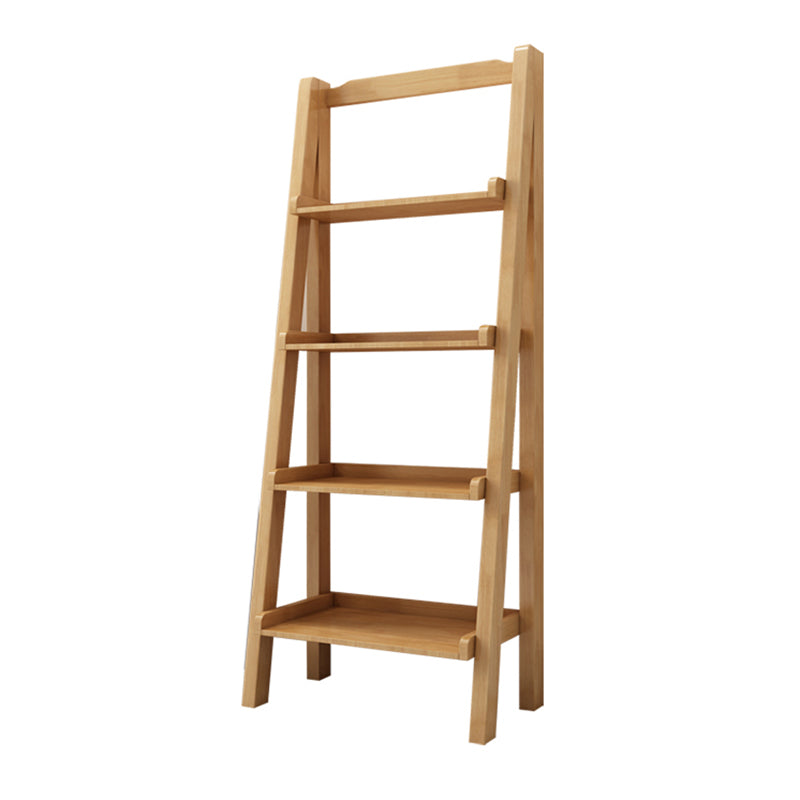 4 Shelves Modern Bookcase Ladder Wooden Open Back Bookshelf ,14.2" W X 55.1" H