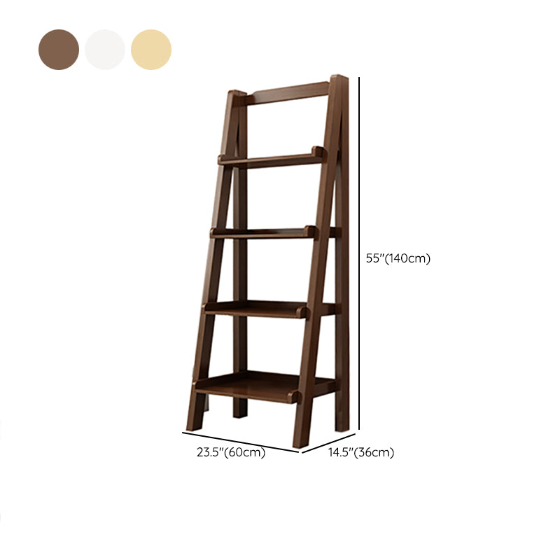 4 Shelves Modern Bookcase Ladder Wooden Open Back Bookshelf ,14.2" W X 55.1" H