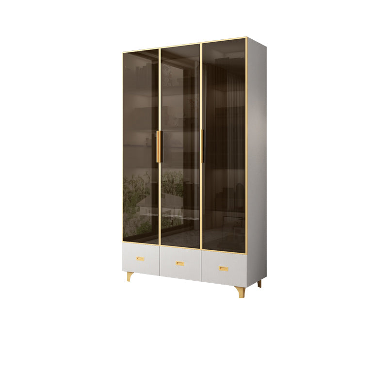 Glam Stainless Steel Bookcase Standard with Doors Shelf for Office and Home