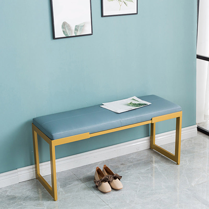 Contemporary Upholstered Seating Bench Bedroom Ottoman Bench in Blue with Legs