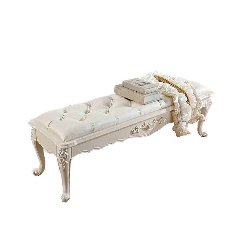 French Country Upholstered Bedroom Seating Bench Tufted Bench with Wood Legs