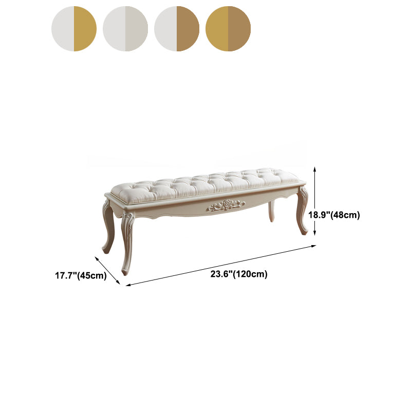 French Country Upholstered Bedroom Seating Bench Tufted Bench with Wood Legs