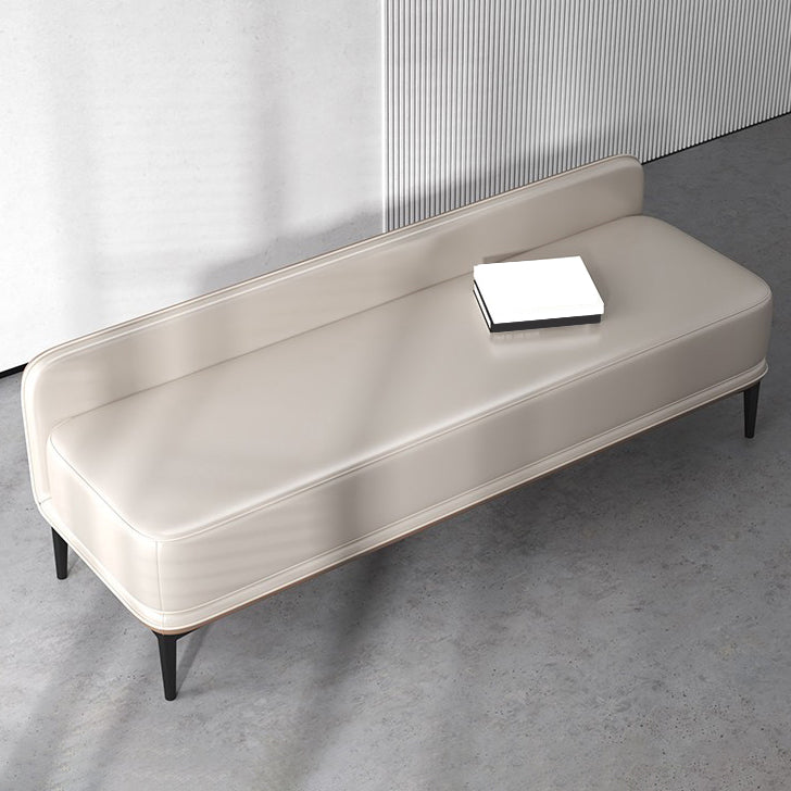 Genuine Leather Low-Back Bedroom Bench Modern 20"H Seating Bench with 4 Metal Legs