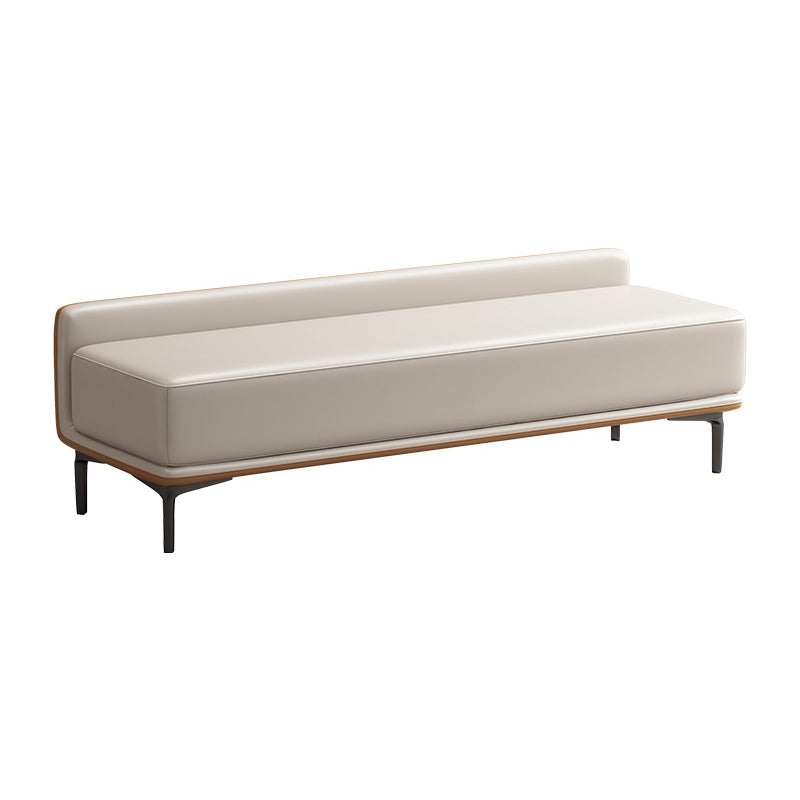 Genuine Leather Low-Back Bedroom Bench Modern 20"H Seating Bench with 4 Metal Legs