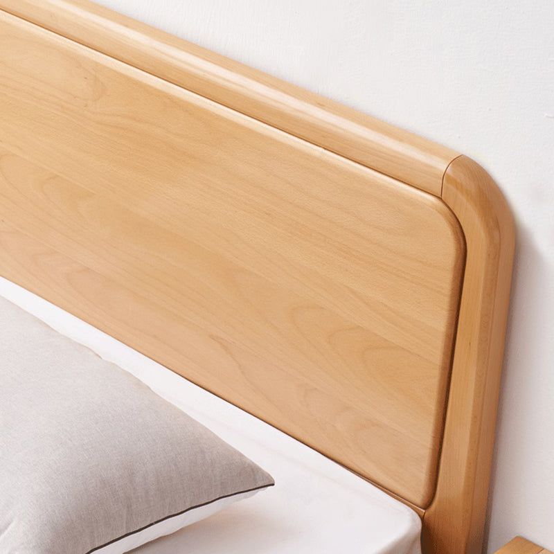 Contemporary Wood Standard Bed, Rectangular Panel Headboard Bed