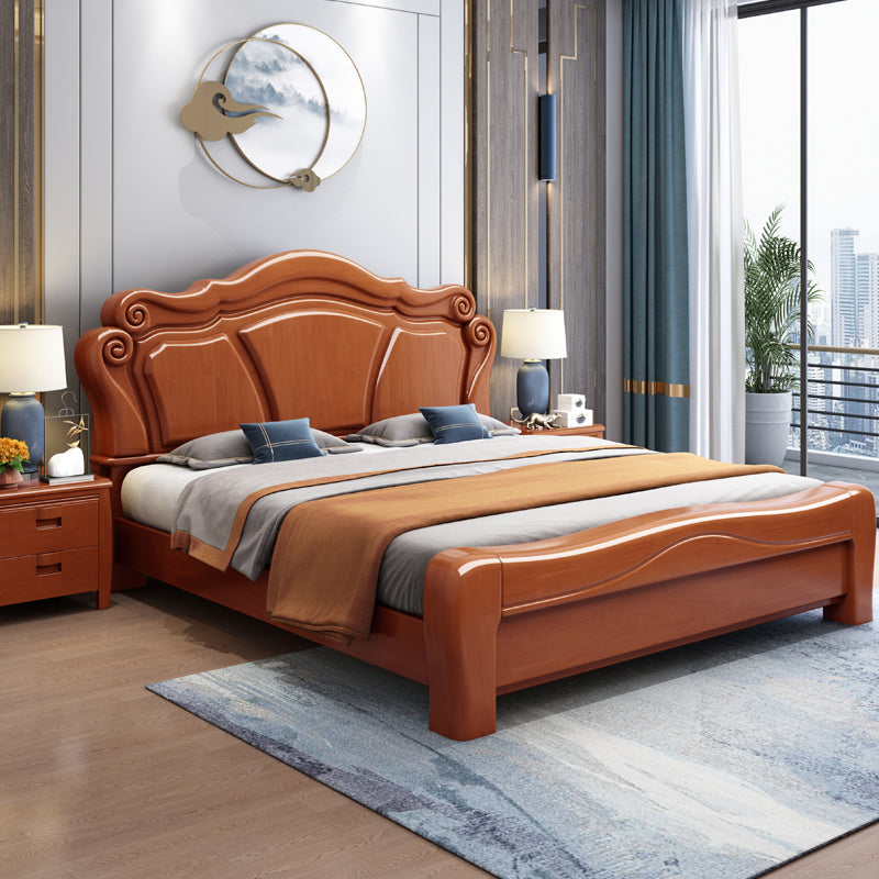 Contemporary Wood Arched Standard Bed, Panel Platform Headboard Bed