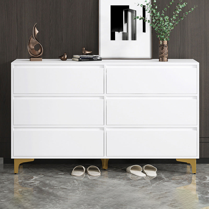 Contemporary Wooden Accent Chest with Metal Straight Legs and Drawers