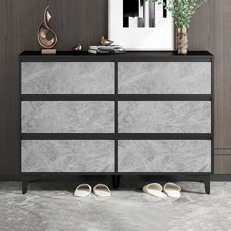 Contemporary Wooden Accent Chest with Metal Straight Legs and Drawers