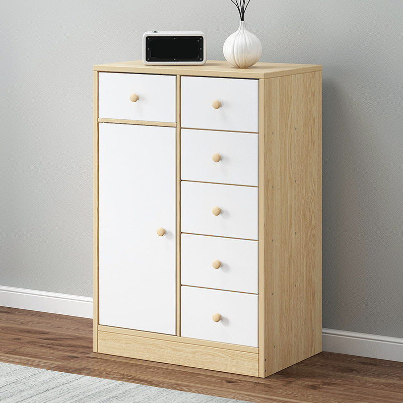 Contemporary Accent Cabinet with 6 Drawers in Wood Storage Cabinet