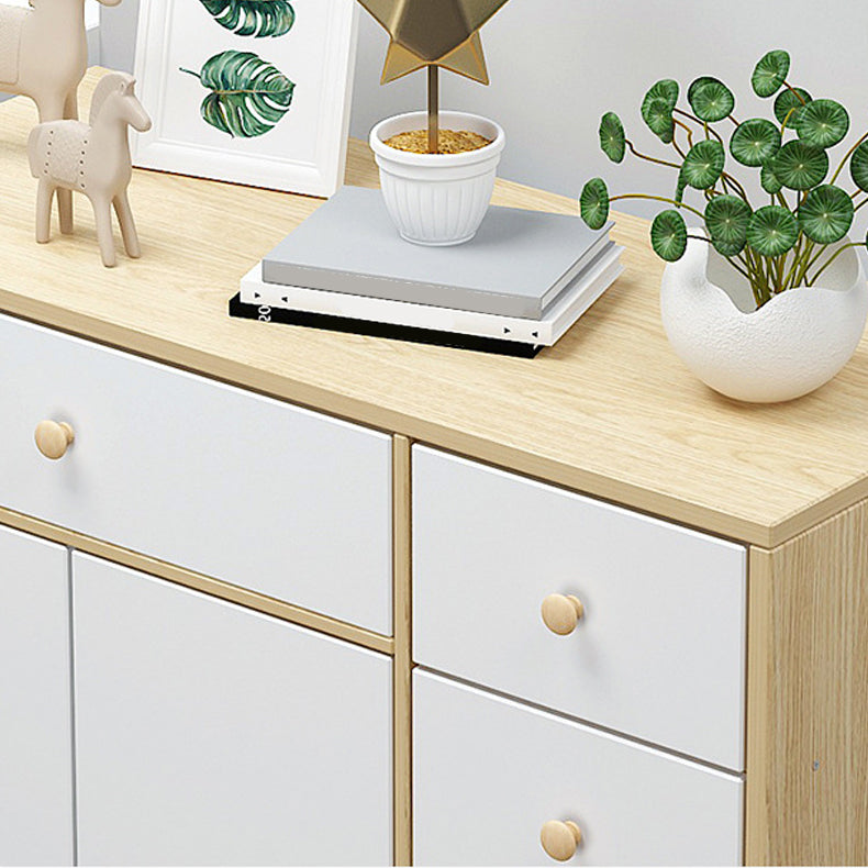 Contemporary Accent Cabinet with 6 Drawers in Wood Storage Cabinet