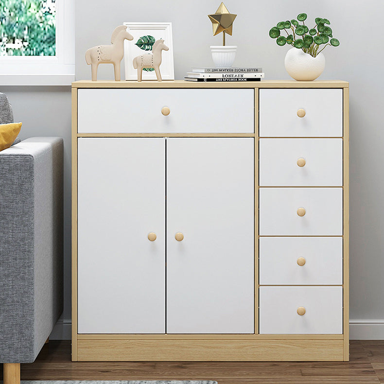 Contemporary Accent Cabinet with 6 Drawers in Wood Storage Cabinet