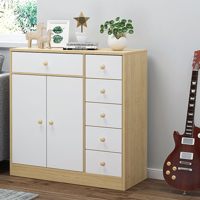 Contemporary Accent Cabinet with 6 Drawers in Wood Storage Cabinet