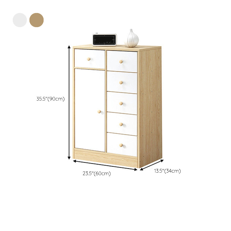 Contemporary Accent Cabinet with 6 Drawers in Wood Storage Cabinet